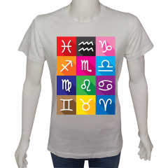 Unisex T-shirt Beyaz 'Burçlar / Burçlar1' Baskılı