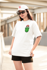 Oversize Unisex T-shirt Beyaz 'Super Mario3' Baskılı
