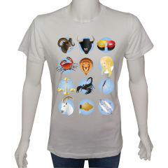 Unisex T-shirt Beyaz 'Burçlar / Burçlar2' Baskılı