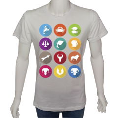 Unisex T-shirt Beyaz 'Burçlar / Burçlar3' Baskılı