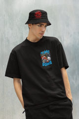 Oversize Unisex T-shirt Siyah 'Time Bomb' Baskılı