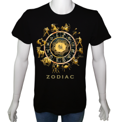 Unisex T-shirt Siyah 'Burçlar / Burçlar4' Baskılı