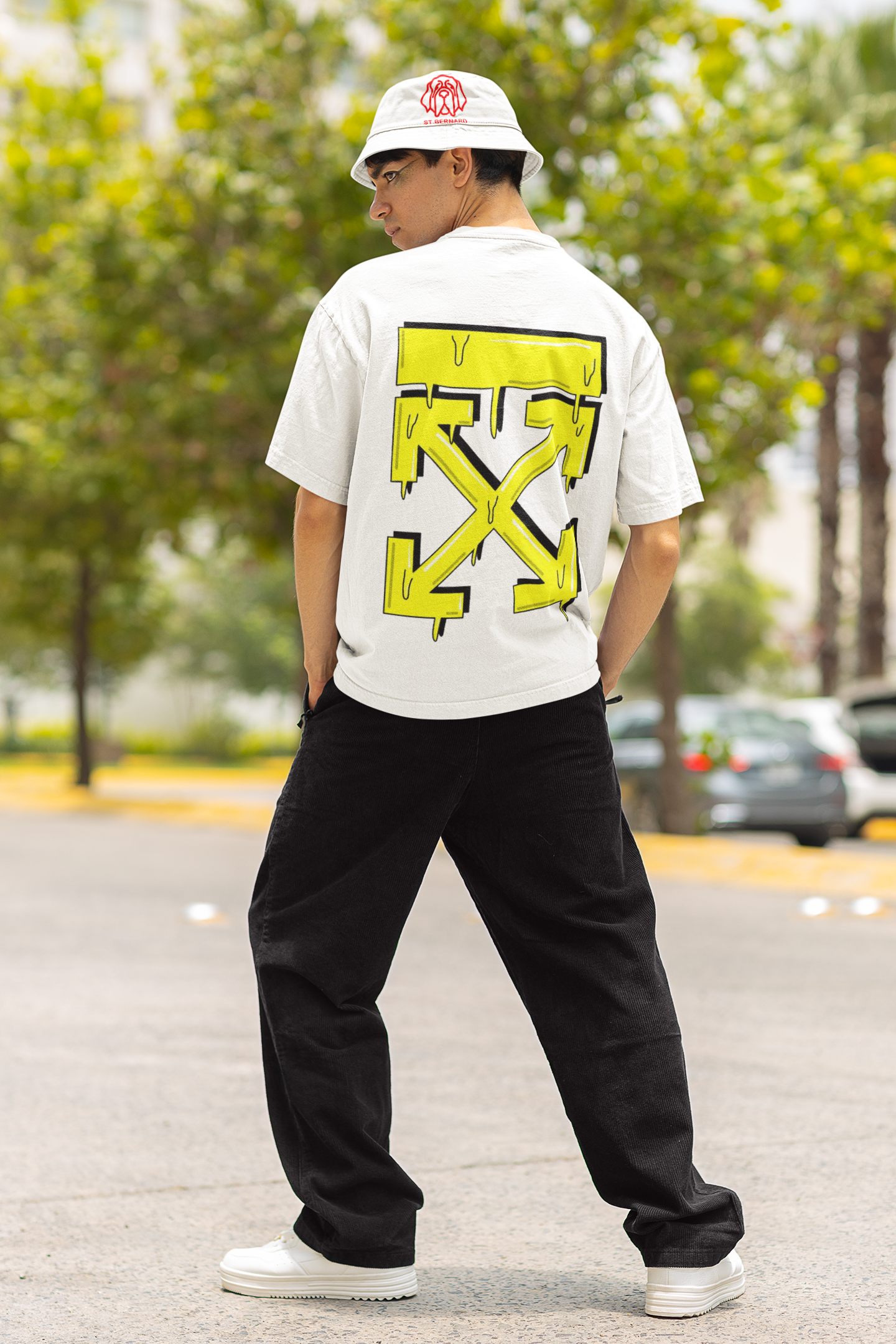 Oversize Unisex T-shirt Beyaz 'X' Baskılı