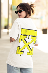 Oversize Unisex T-shirt Beyaz 'X' Baskılı
