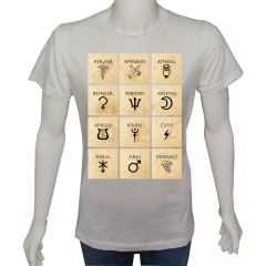 Unisex T-shirt Beyaz 'Burçlar / Burçlar5' Baskılı