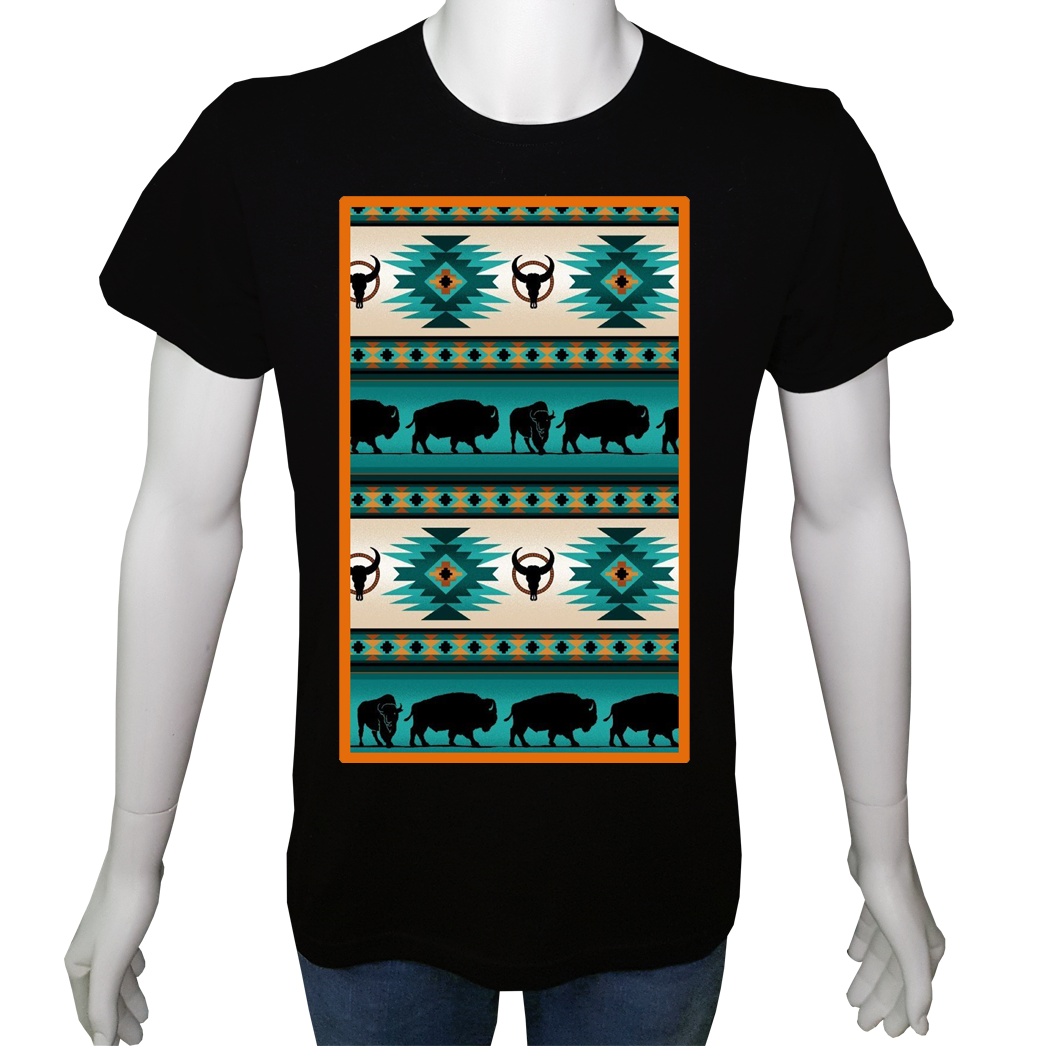 Unisex T-shirt Siyah 'Antik Kültürler / Kilim Desen1' Baskılı