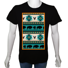 Unisex T-shirt Siyah 'Antik Kültürler / Kilim Desen1' Baskılı