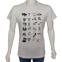 Unisex T-shirt Beyaz 'Burçlar / Burçlar6' Baskılı