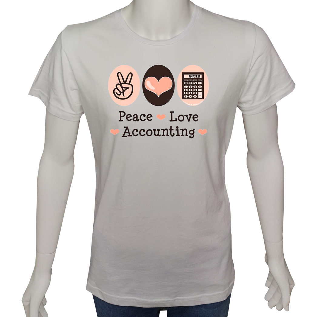 Unisex T-shirt Beyaz 'İş&Meslek / Muhasebeci2' Baskılı