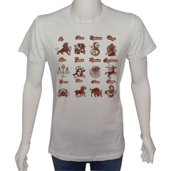 Unisex T-shirt Beyaz 'Burçlar / Burçlar7' Baskılı