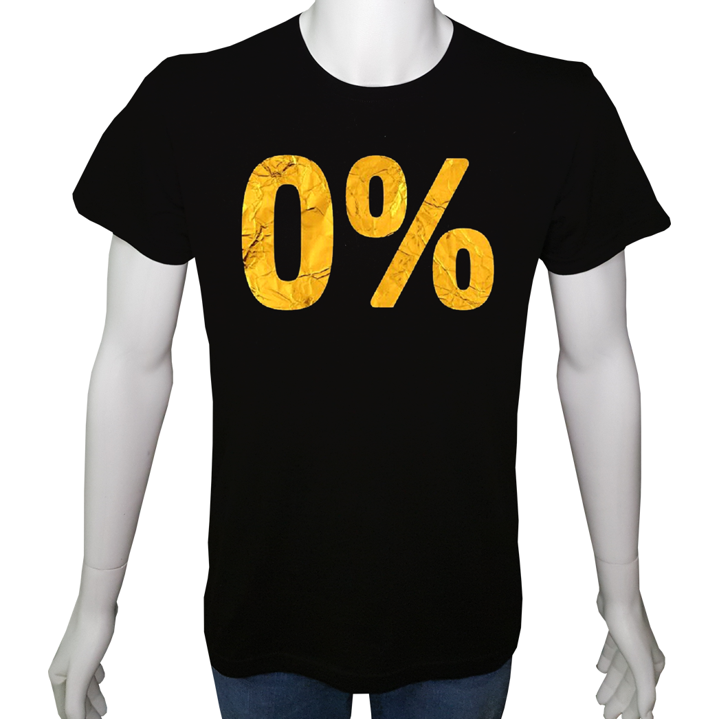 Unisex T-shirt Siyah 'Havalı Siyah / %0' Baskılı