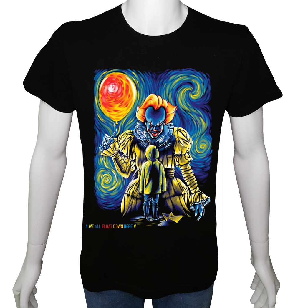 Unisex T-shirt Siyah 'Sinema&Dizi/It1' Baskılı