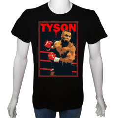 Unisex T-shirt Siyah 'Ünlüler / Mike Tyson1' Baskılı