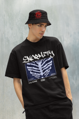 Oversize Unisex T-shirt Siyah 'Enormity' Baskılı