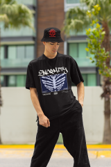 Oversize Unisex T-shirt Siyah 'Enormity' Baskılı