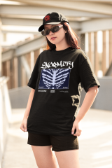 Oversize Unisex T-shirt Siyah 'Enormity' Baskılı