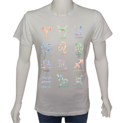 Unisex T-shirt Beyaz 'Burçlar / Burçlar8' Baskılı