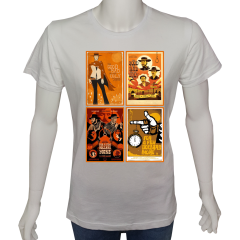 Unisex T-shirt Beyaz 'Sinema&Dizi/İyiKötüÇirkin' 2Baskılı