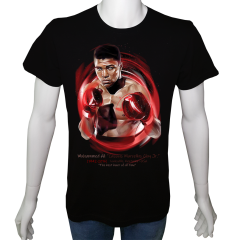 Unisex T-shirt Siyah 'Ünlüler / Muhammed Ali1' Baskılı