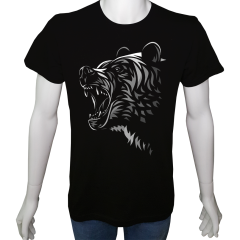 Unisex T-shirt Siyah 'Havalı Siyah / Ayı' Baskılı