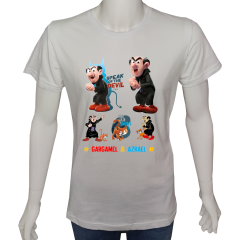 Unisex T-shirt Beyaz 'Çizgi Film&Roman / Gargamel' Baskılı