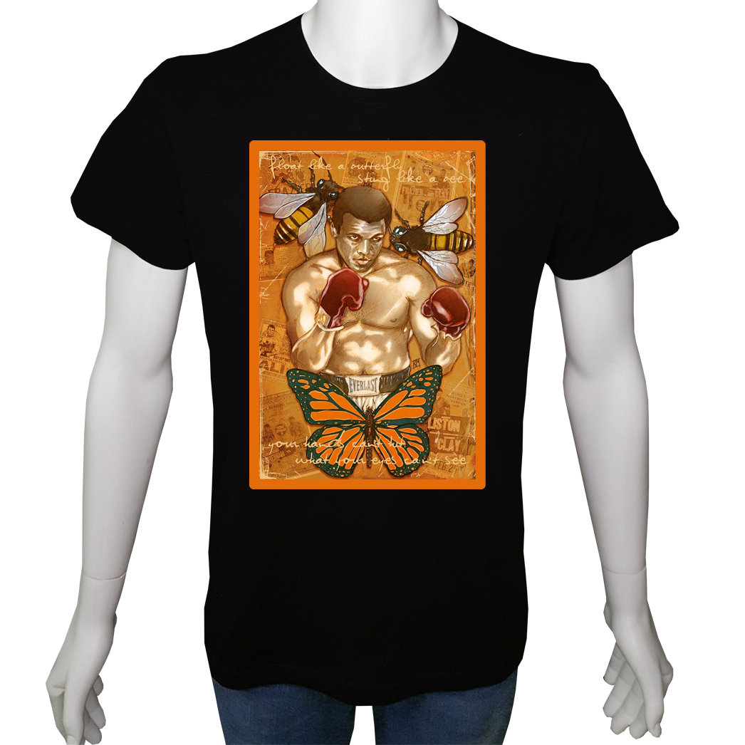 Unisex T-shirt Siyah 'Ünlüler / Muhammed Ali2' Baskılı