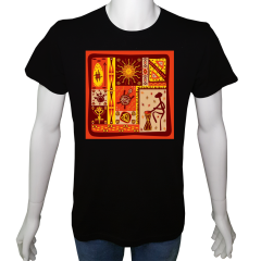 Unisex T-shirt Siyah 'Antik Kültürler / Kilim Desen2' Baskılı