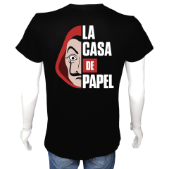 Unisex T-shirt Siyah 'Sinema&Dizi/LaCasaDePapel1' 2Baskılı
