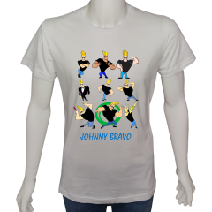 Unisex T-shirt Beyaz 'Çizgi Film&Roman / Johnny Bravo1' Baskılı