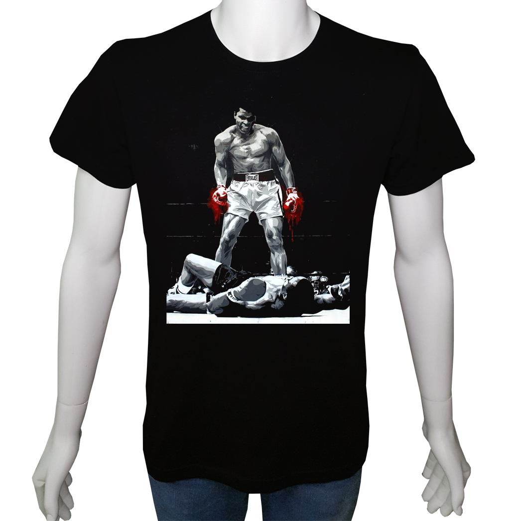 Unisex T-shirt Siyah 'Ünlüler / Muhammed Ali3' Baskılı