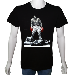 Unisex T-shirt Siyah 'Ünlüler / Muhammed Ali3' Baskılı