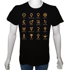 Unisex T-shirt Siyah 'Burçlar / Burçlar11' Baskılı