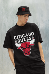 Oversize Unisex T-shirt Siyah 'Basketball1' Baskılı