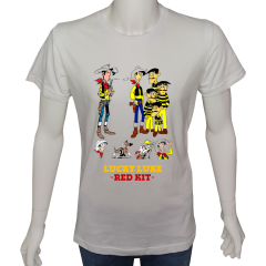 Unisex T-shirt Beyaz 'Çizgi Film&Roman / Red Kit1' Baskılı