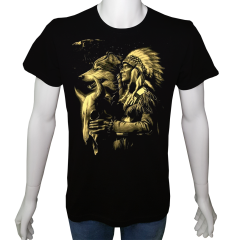 Unisex T-shirt Siyah 'Antik Kültürler / K.Amerika Yerlileri1' Baskılı