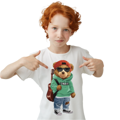 Çocuk T-shirt Beyaz 'Ayıcık' Baskılı