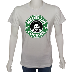 Unisex T-shirt Beyaz 'Ünlüler / Escobar1' Baskılı