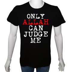 Unisex T-shirt Siyah 'Din&İnanç / Beni sadece Allah yargılayabilir' Baskılı