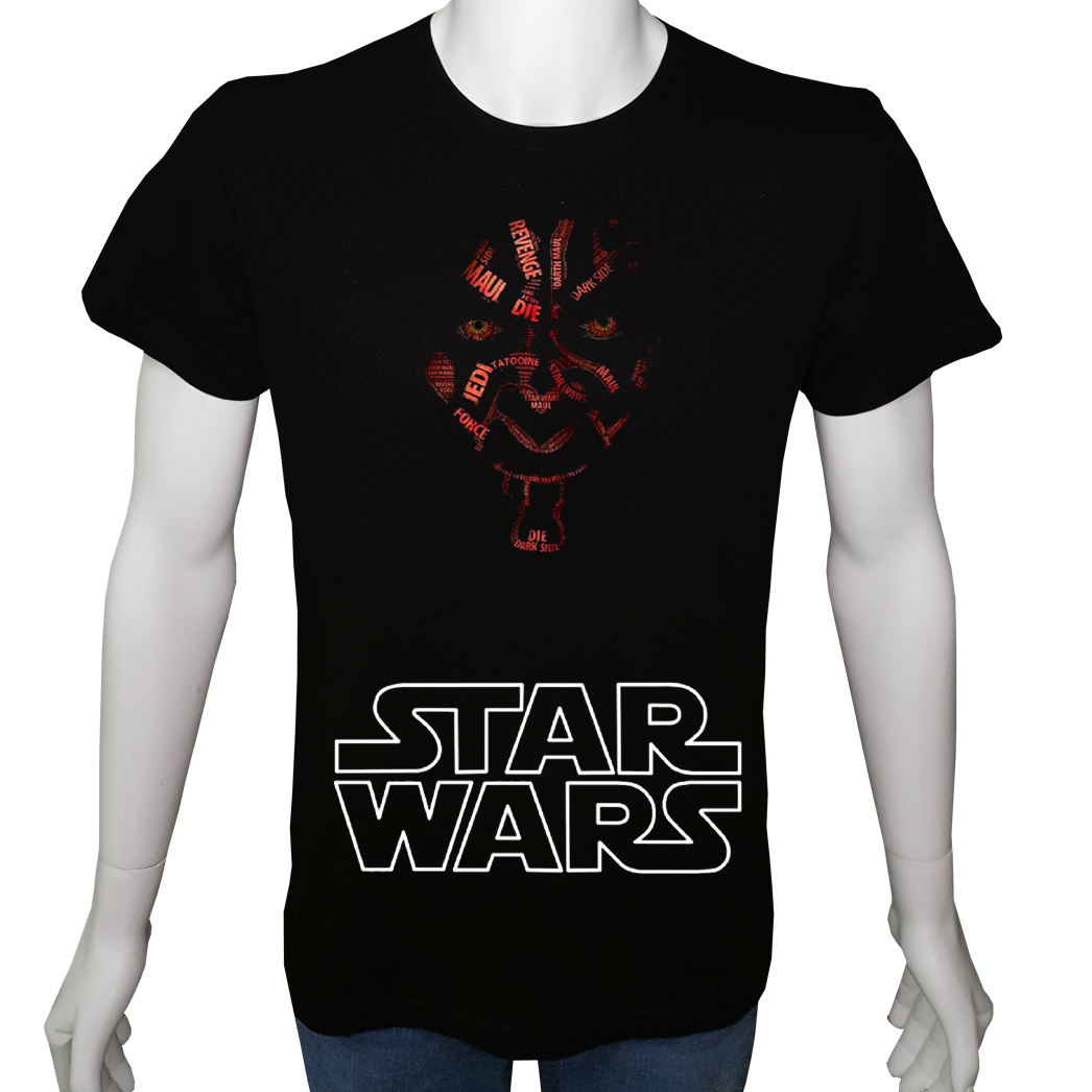 Unisex T-shirt Siyah 'Sinema&Dizi/SW DarthMaul1' Baskılı