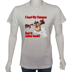 Unisex T-shirt Beyaz 'Çizgi Film&Roman / Tasmanya Canavarı1' Baskılı