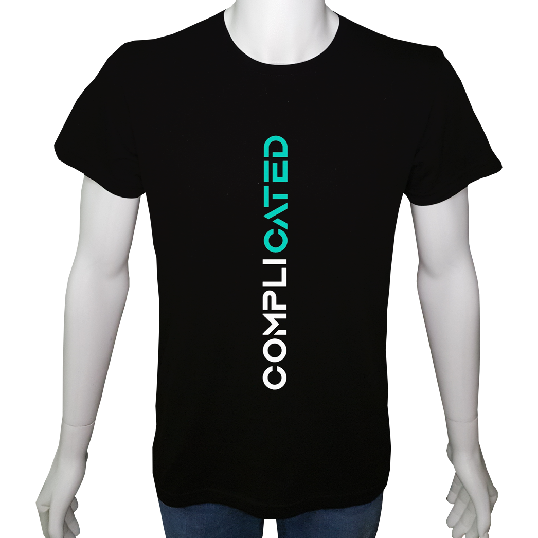 Unisex T-shirt Siyah 'Havalı Siyah / Karmaşık' Baskılı