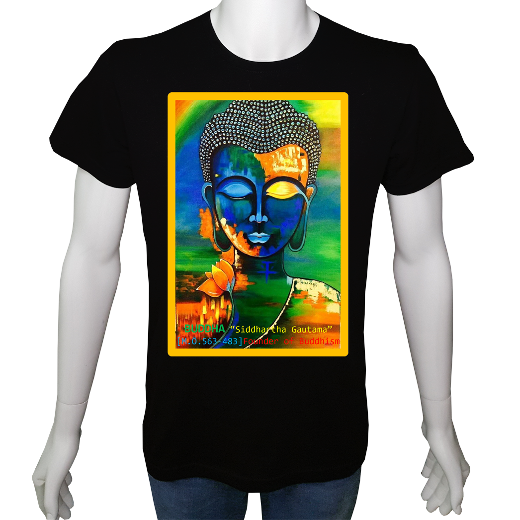 Unisex T-shirt Siyah 'Din&İnanç / Budizm2' Baskılı