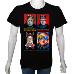 Unisex T-shirt Siyah 'Ünlüler / KimJungUn' Baskılı