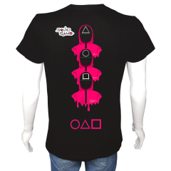Unisex T-shirt Siyah 'Sinema&Dizi/SquidGamel1' 2Baskılı