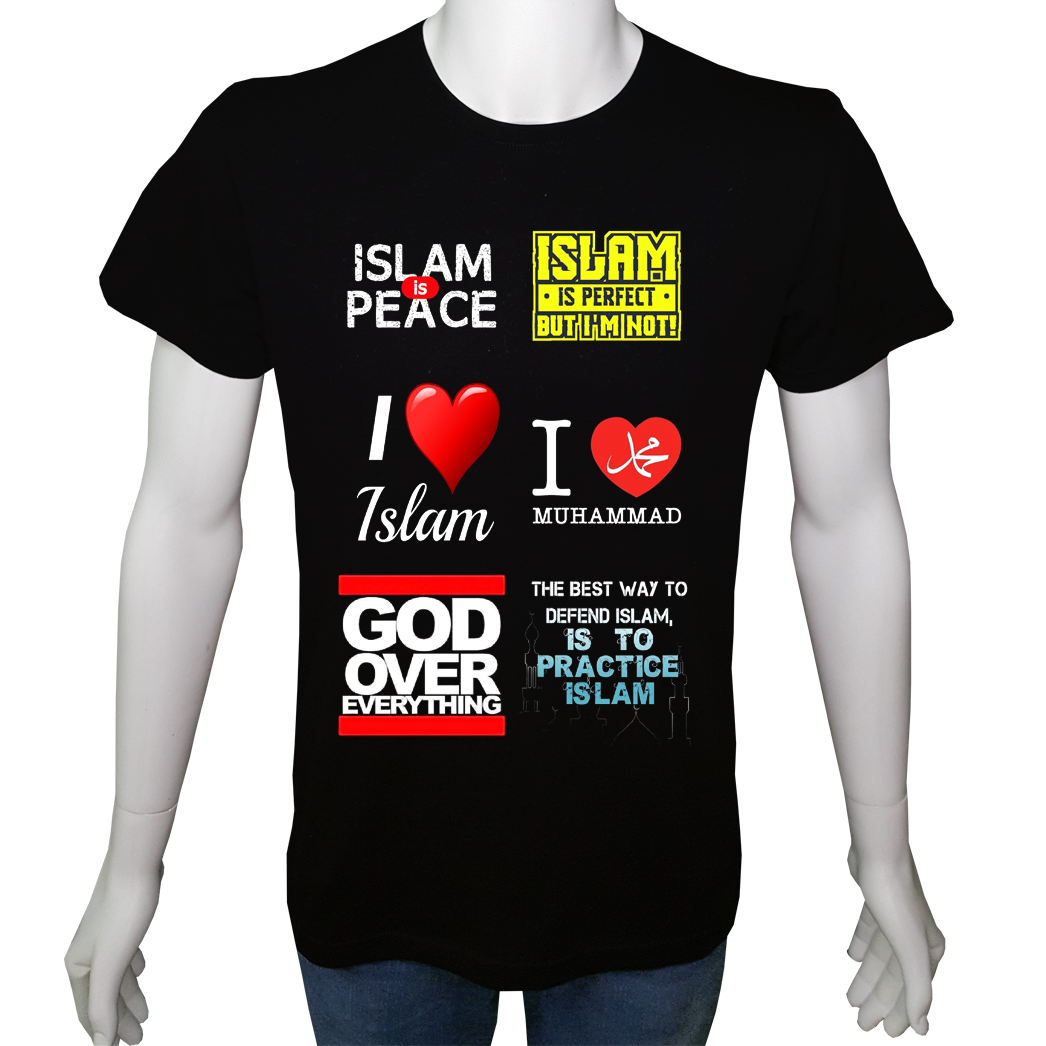 Unisex T-shirt Siyah 'Din&İnanç / İslam1' Baskılı