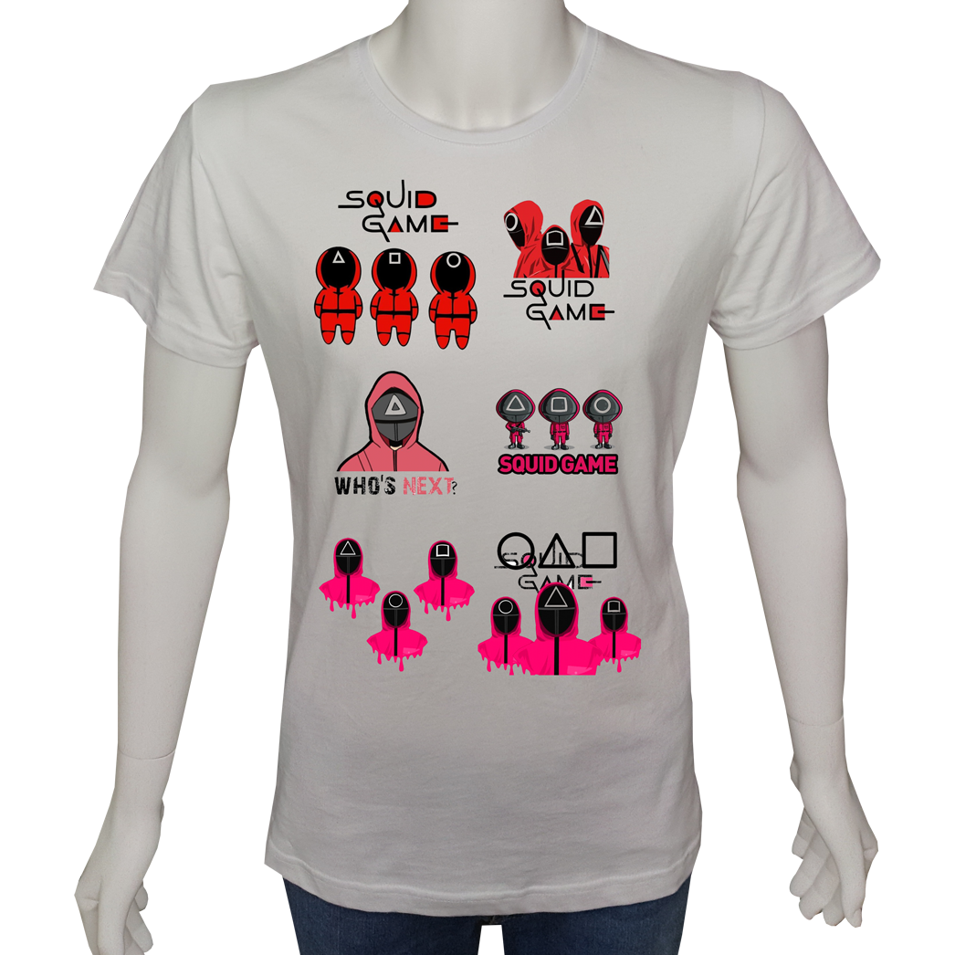 Unisex T-shirt Beyaz 'Sinema&Dizi/SquidGame2' 2Baskılı