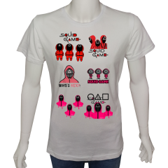 Unisex T-shirt Beyaz 'Sinema&Dizi/SquidGame2' 2Baskılı