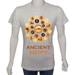 Unisex T-shirt Beyaz 'Antik Kültürler / Antik Mısır1' Baskılı