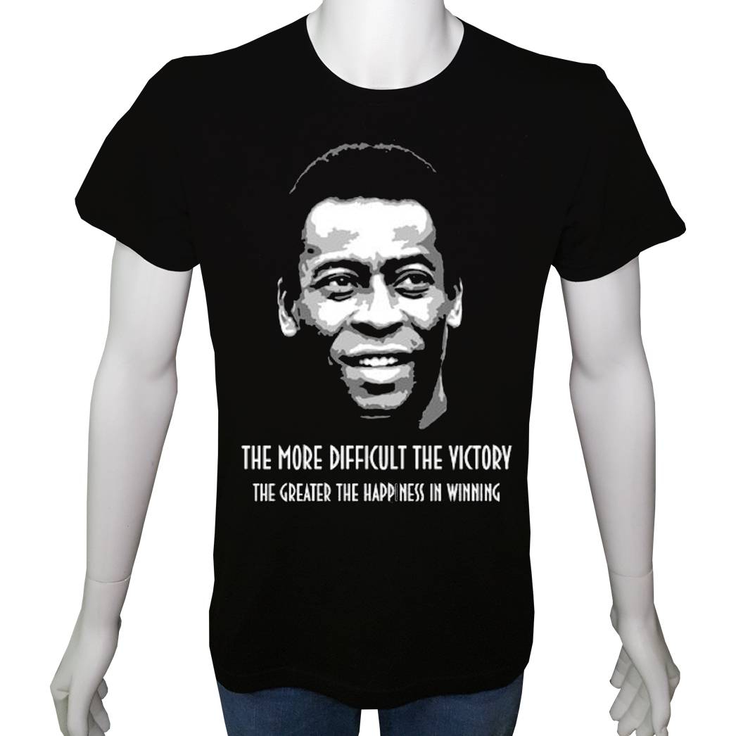 Unisex T-shirt Siyah 'Havalı Siyah / Pele' Baskılı