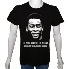 Unisex T-shirt Siyah 'Havalı Siyah / Pele' Baskılı